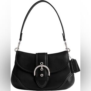 Coach - Black Leather Handbag with Silver Buckle